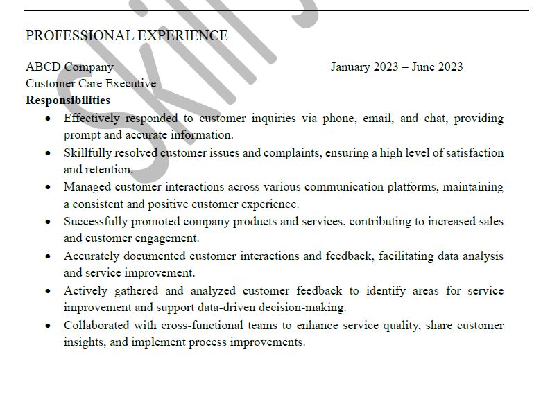 experience for cv writing