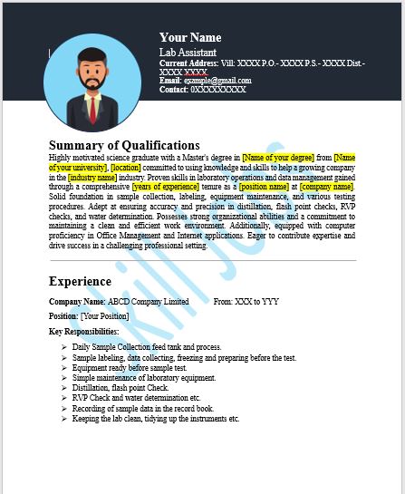 lab assistant resume template